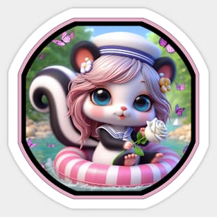 Cute Skunk Sailor Girl Sticker